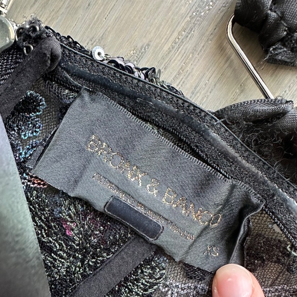 Bronx and Banco Annabell Sequined Sequin Floral Jumpsuit Black Bustier - Size XS - Picture 4 of 14